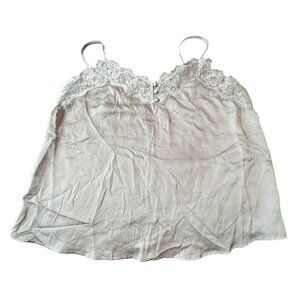 Abercrombie & Fitch Women's  Silky‎ Lace Trim Camisole Top M Grey Y2K